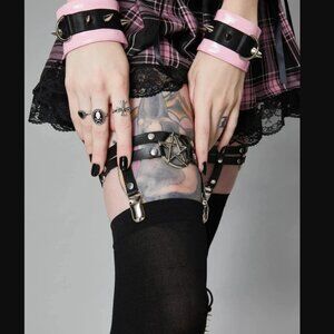 Dolls Kill Enchanted Pentagram Wiccan Goth Halloween Costume Garters